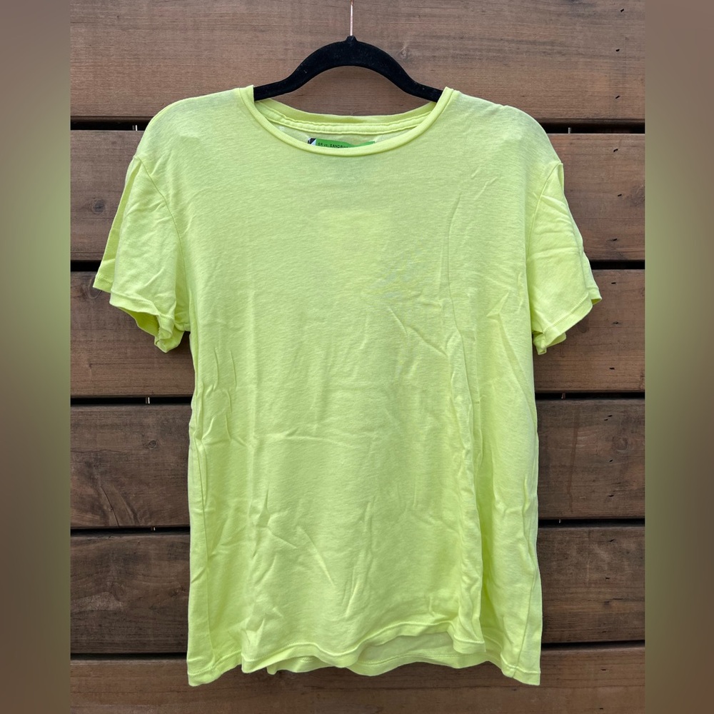 NWT Sandrine Rose Cotton & Cashmere T-shirt. Relaxed/Oversized XS. Neon Yellow